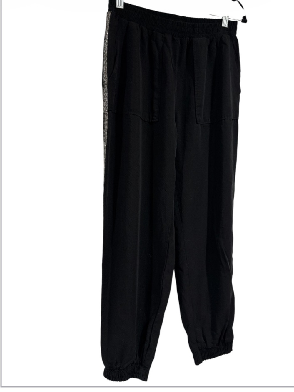 Zara Black Elastic Waist Pants fancy joggers bling small